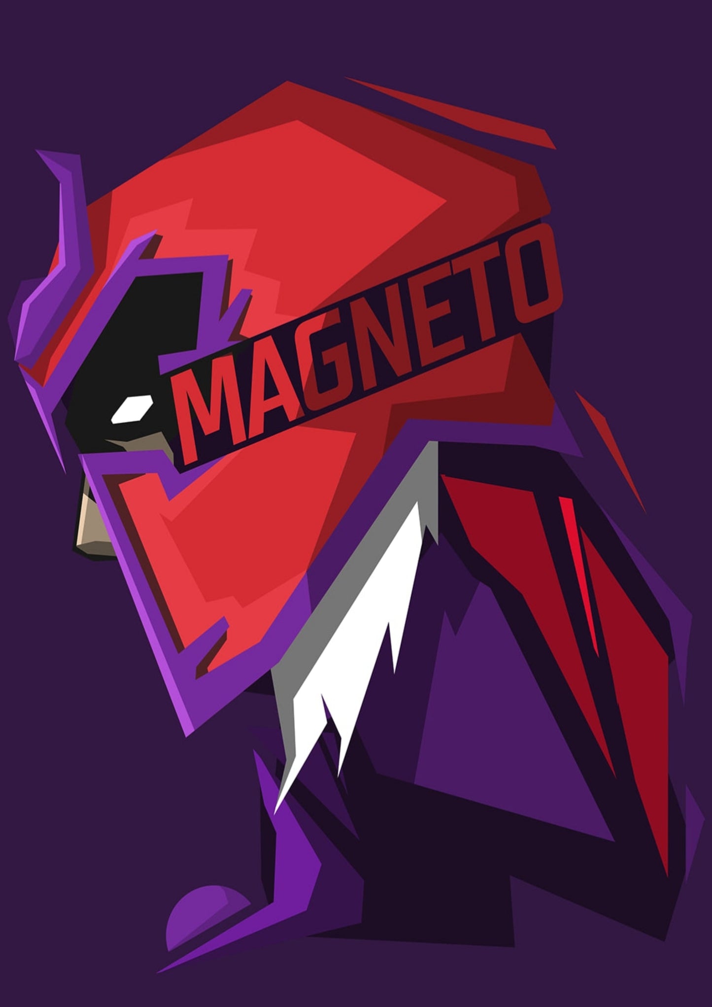 Magneto Helmet Typography Portrait Poster