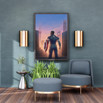 Captain America Skyline Wall Art Poster