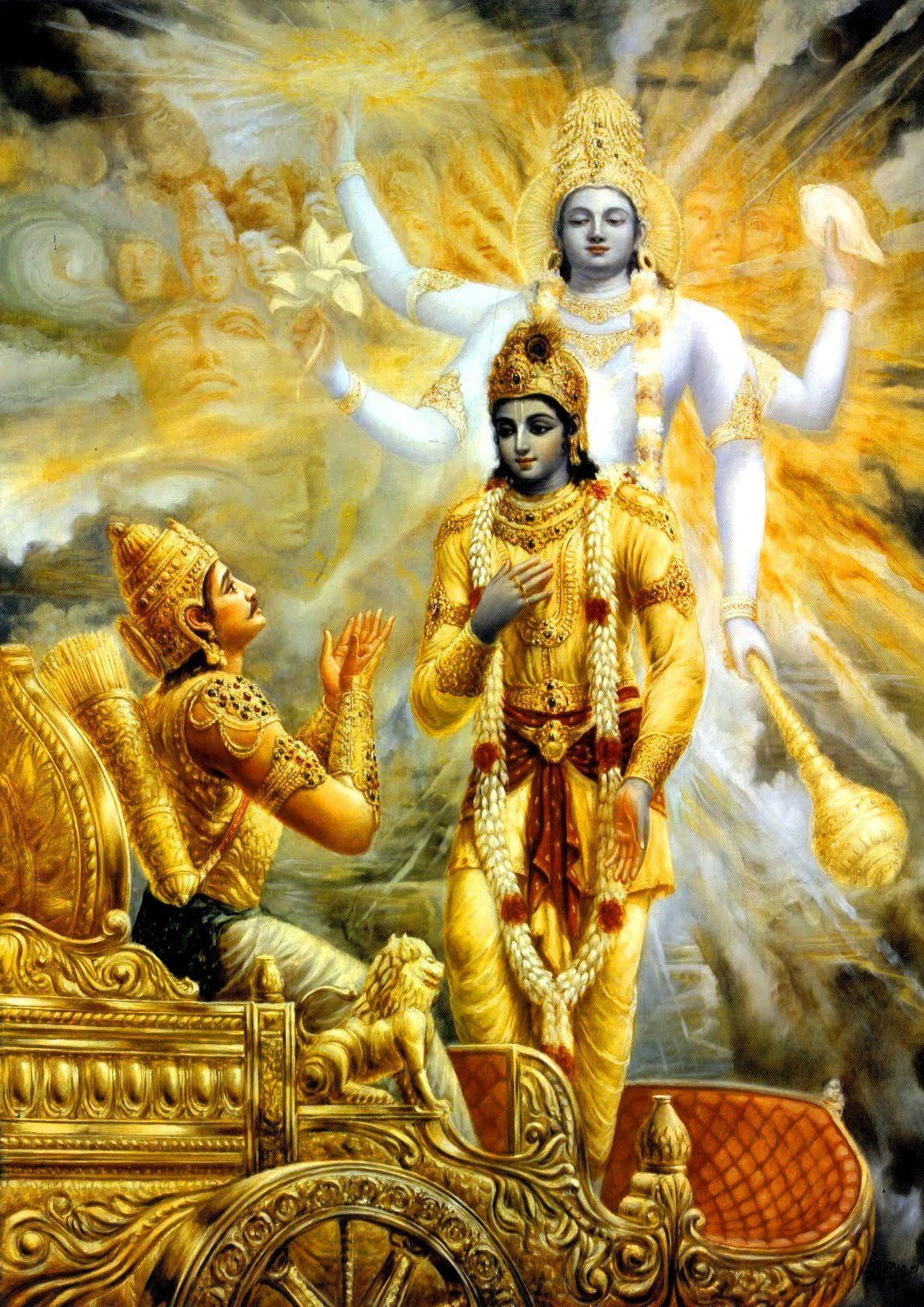 Bhagavad Gita Krishna Arjuna Divine Vision Poster