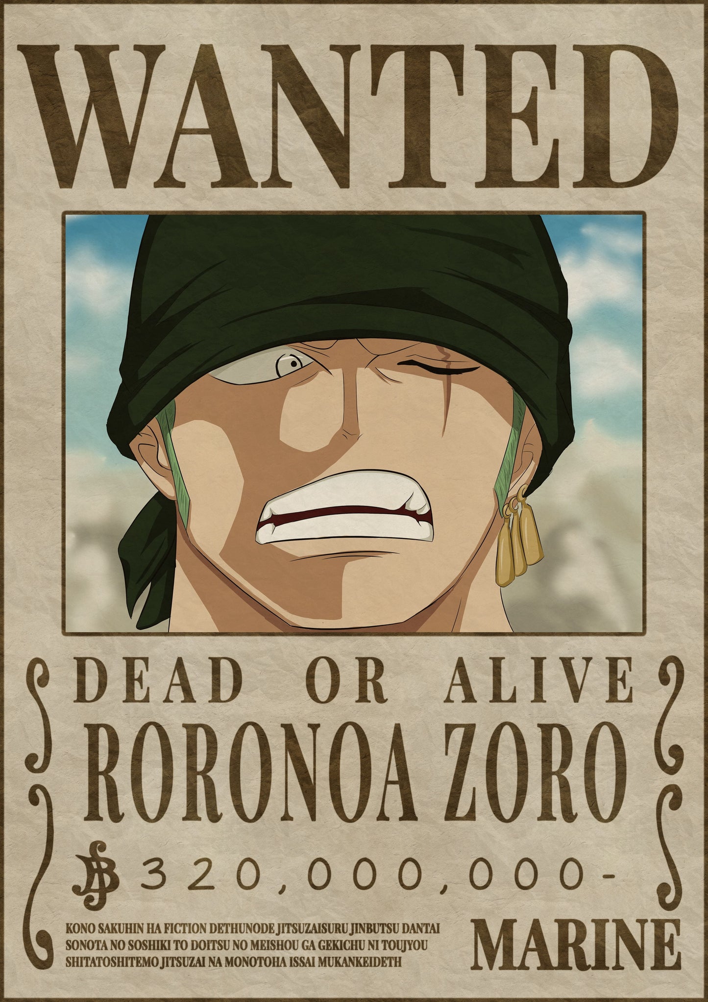One Piece Roronoa Zoro Wanted Poster