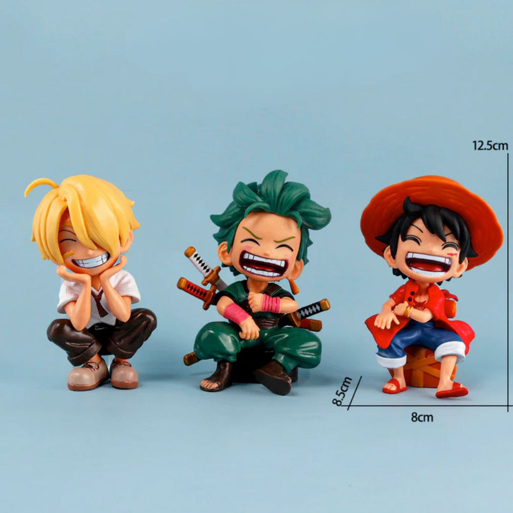 One Piece Chibi Laugh Collection – Luffy, Zoro & Sanji Mini Figures