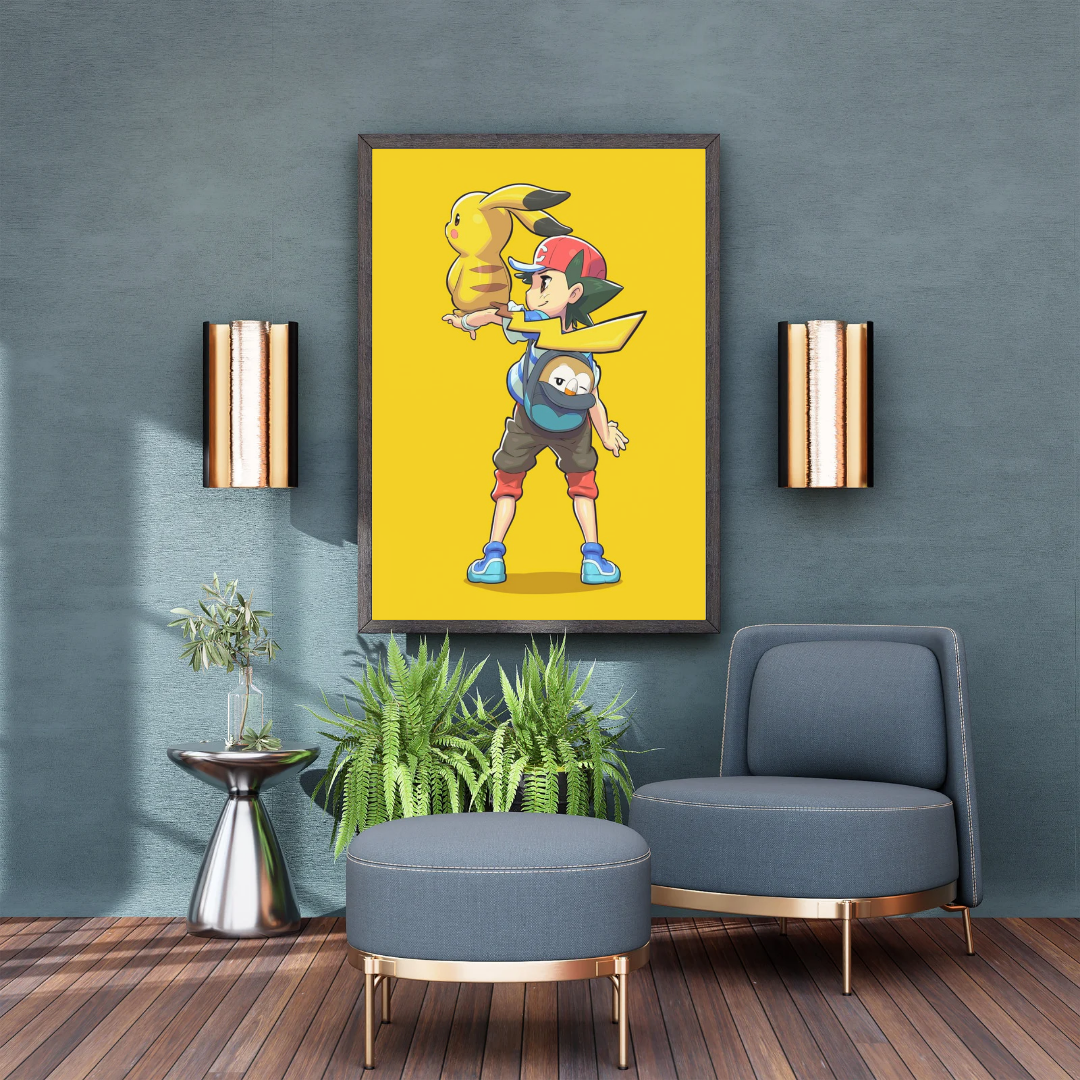 Pokémon Ash & Pikachu Minimal Poster