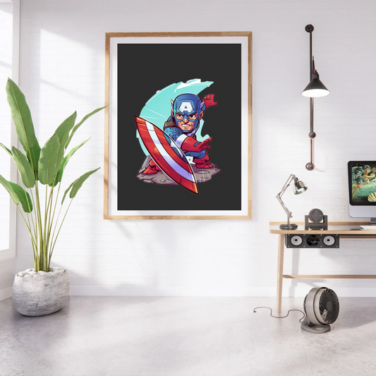 Captain America Chibi Shield Pose Poster
