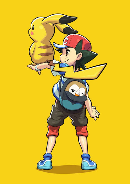 Pokémon Ash & Pikachu Minimal Poster
