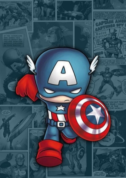 Captain America Chibi Comic Background Poster