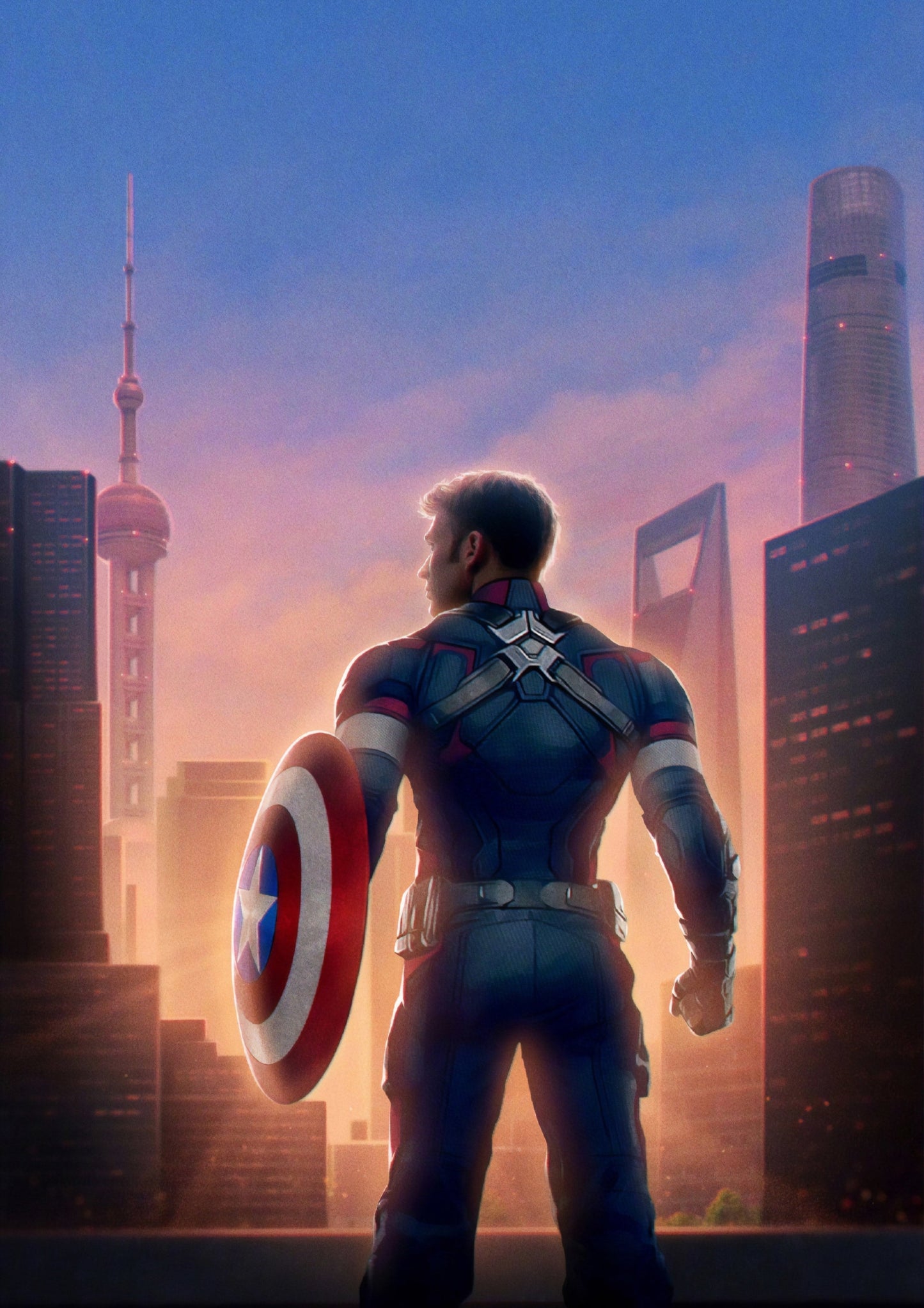 Captain America Skyline Wall Art Poster