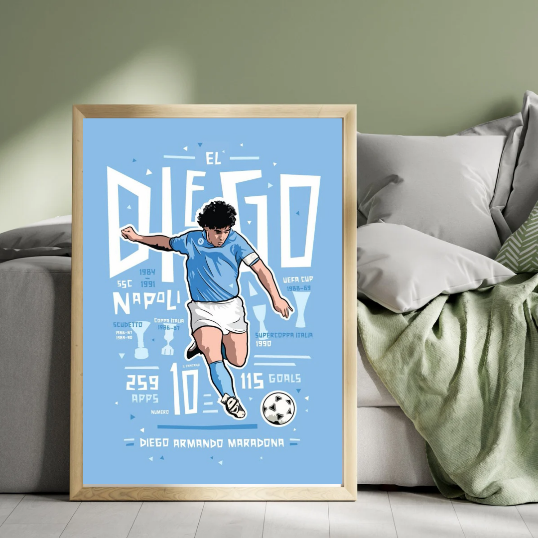 Maradona Napoli Infographic Poster
