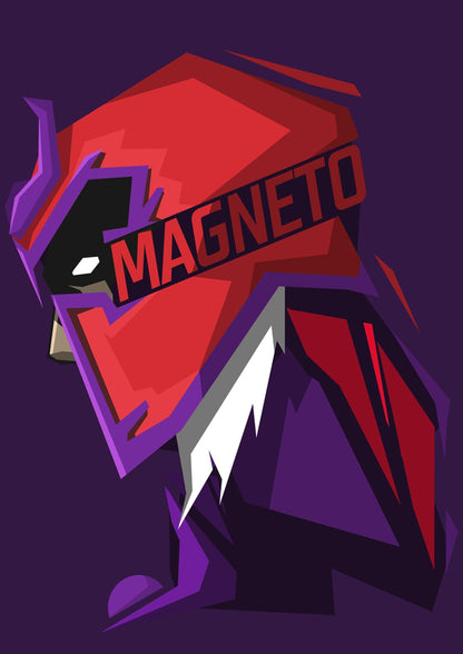 Magneto Helmet Typography Portrait Poster