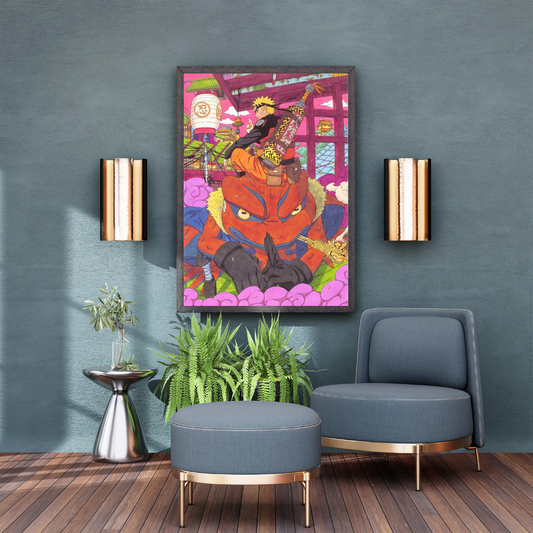 Naruto on Gamabunta Japanese Street Poster