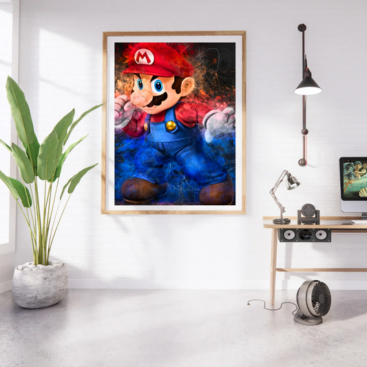 Super Mario Neon Smoke Art Poster