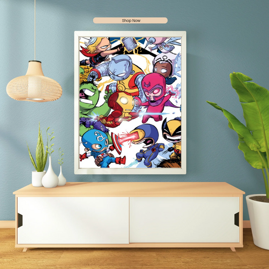 Marvel Heroes Chibi Team Battle Poster
