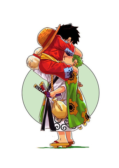 Wano Embrace: Luffy x Zoro Bond