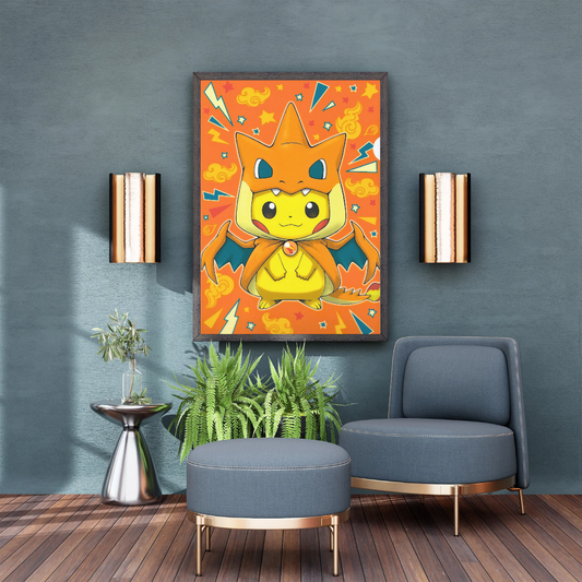 Pikachu in Charizard Hoodie Poster