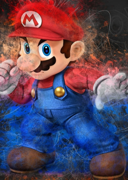 Super Mario Neon Smoke Art Poster