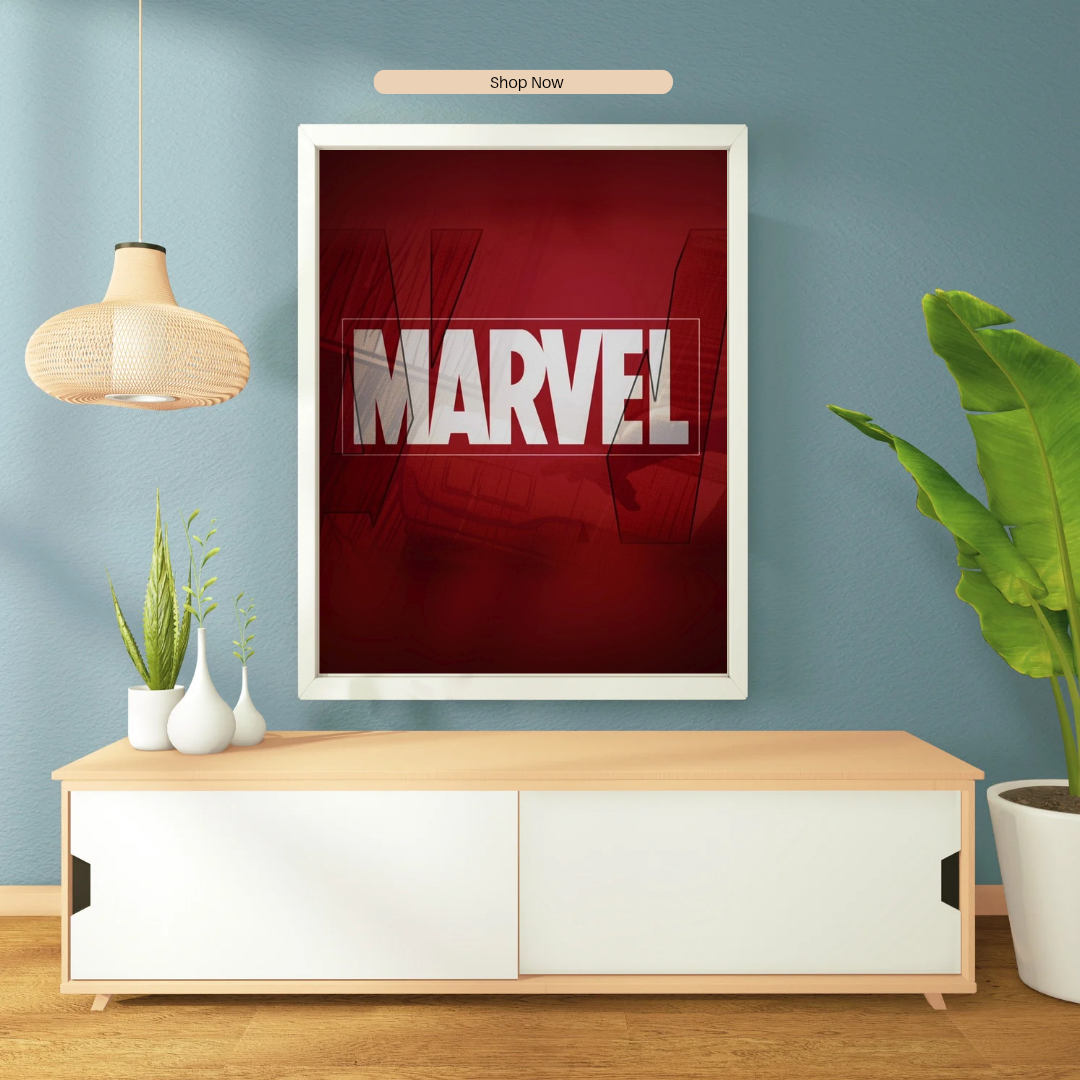 Marvel Logo Red Typography Poster