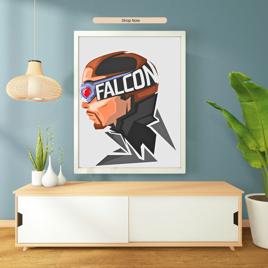 Falcon Geometric Profile Portrait Poster