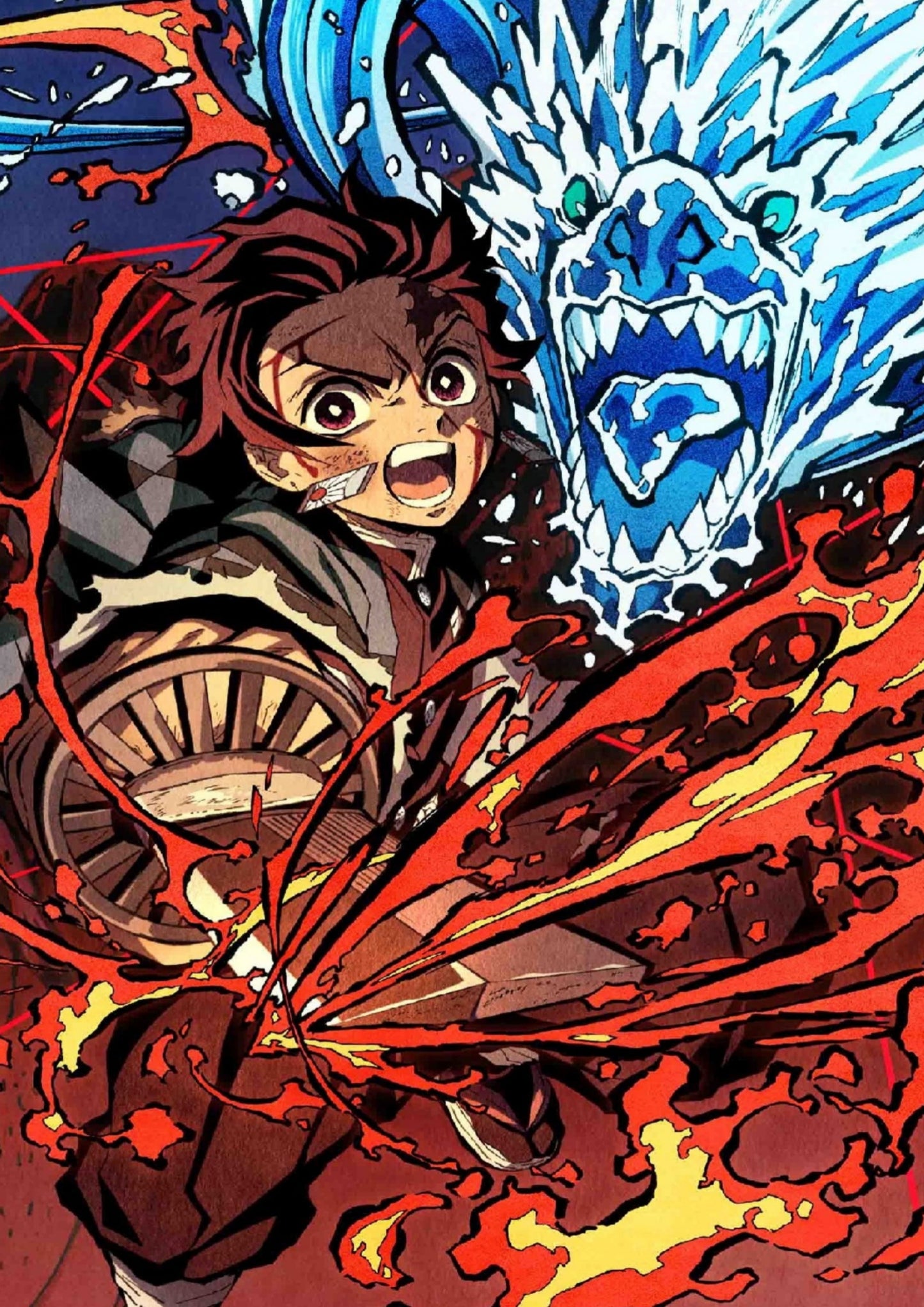 Demon Slayer Tanjiro Fire & Water Slash Poster