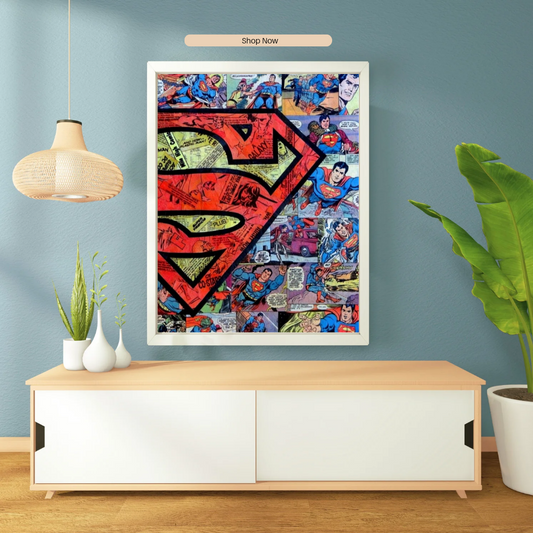 Superman Comic Strip Shield Poster