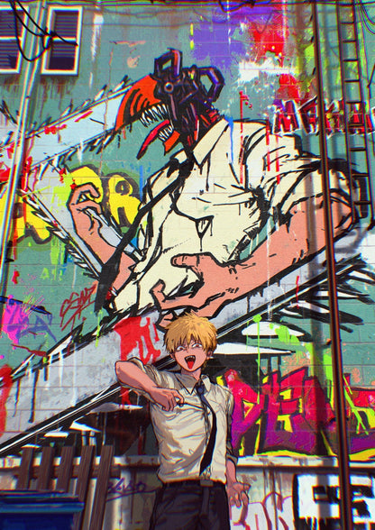 Chainsaw Man Denji Graffiti Wall Poster